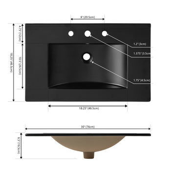 Ancillary 3-Hole 20 in. W x 18.25 in. D Classic Contemporary Rectangular Ceramic Single Sink Basin Vanity Top